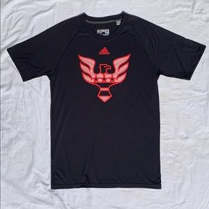 Official DC United athletic t-shirt by Adidas.